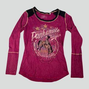 Panhandle medium cowgirl bedazzled/ rhinestone long sleeve tee shirt